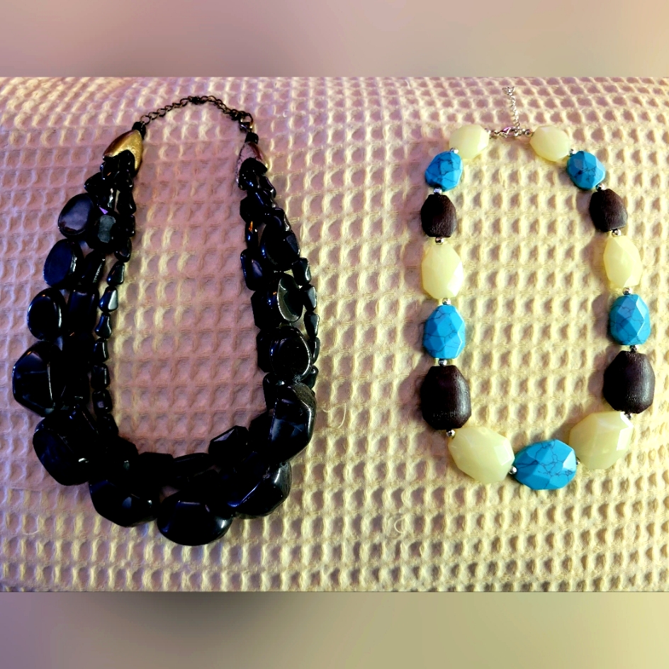 2 Chunky Polished Stone Necklaces